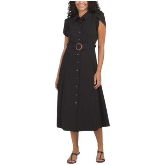 CALVIN KLEIN Belted Button Down Midi Shirt Dress - Picture 1 of 3